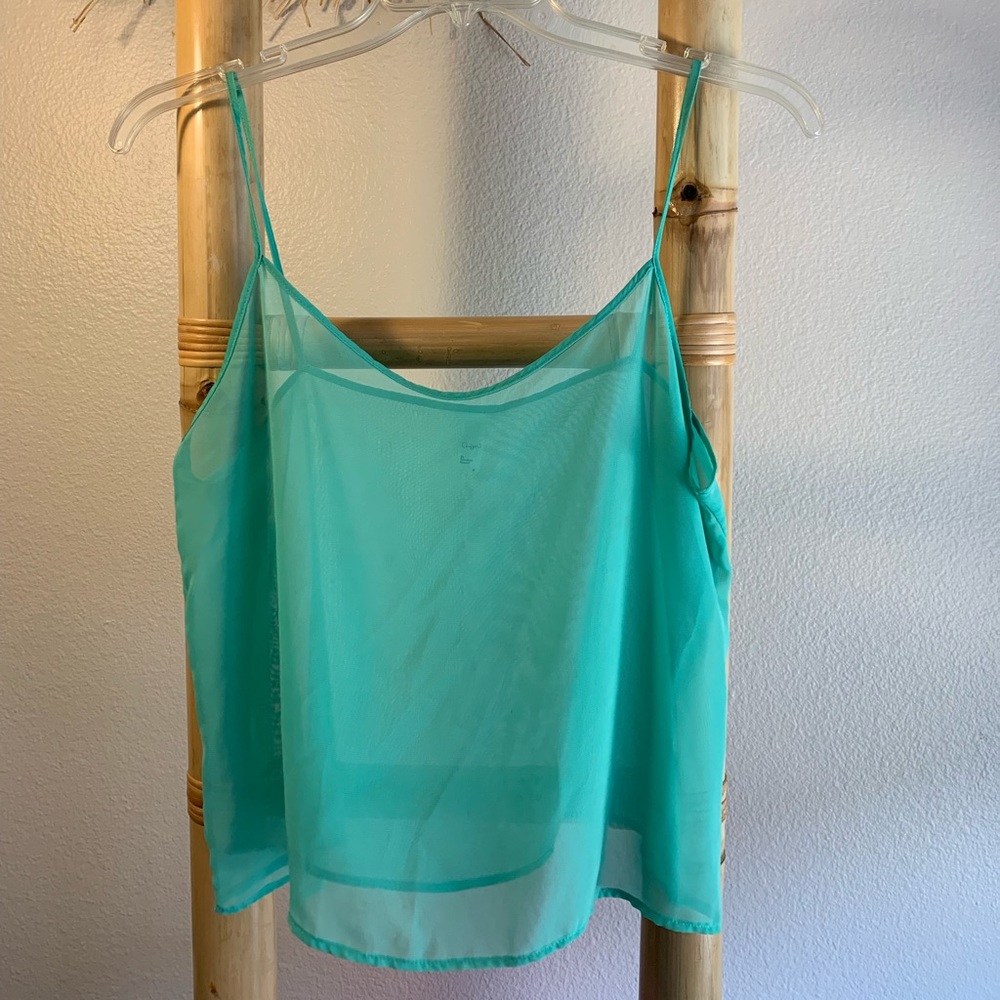 American apparel teal see through spaghetti strap
